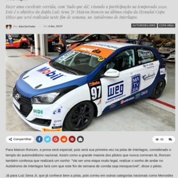 HB20 – Hyundai Copa HB20: Sena Jr/Roncen participam da etapa final, em Interlagos – Velocidade no Sangue