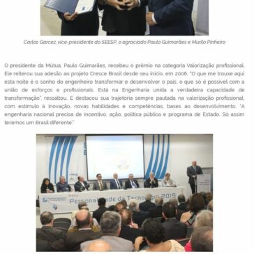 Paulo Guimarães recebe o prêmio Personalidade da Engenharia 2019 – Mútua