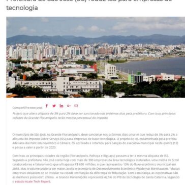 Prefeitura de São José (SC) reduz ISS para empresas de tecnologia – SC Inova