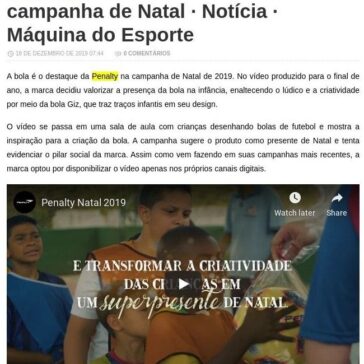 Penalty valoriza bola na infância em campanha de Natal · Notícia · Máquina do Esporte – Dica do Tio