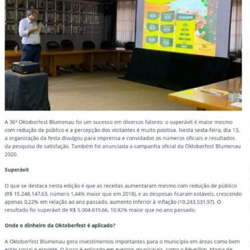 Prefeitura apresenta resultados da 36ª Oktoberfest Blumenau – Informe Blumenau