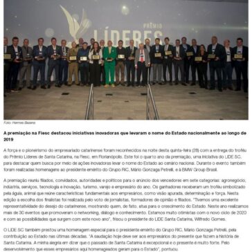 A premiação na Fiesc destacou iniciativas inovadoras que levaram o nome do Estado nacionalmente ao longo de 2019 –  De Olho na Ilha