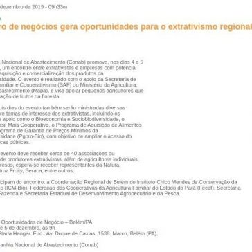 PA: encontro de negócios gera oportunidades para o extrativismo regional, diz Conab – Página Rural