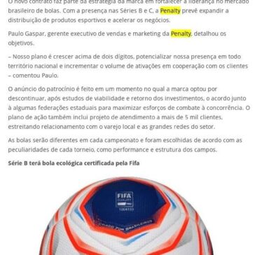 Penalty anuncia fornecimento de bolas para as Séries B e C do Brasileiro em 2020 – LanceNet