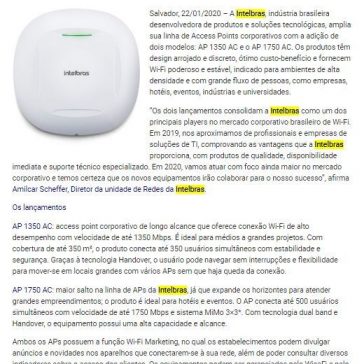 Intelbras lança novos modelos de Access Point – TI Bahia