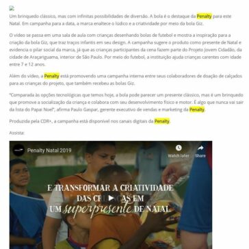 Campanha de Natal da Penalty valoriza a presença da bola na infância – E-compare
