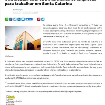 UNIASSELVI está entre as melhores empresas para trabalhar em Santa Catarina – Timbó Net