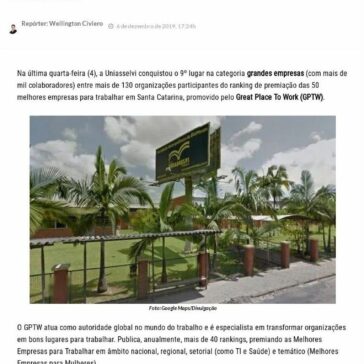 UNIASSELVI está entre as melhores empresas para trabalhar em Santa Catarina – Nw Blumenau