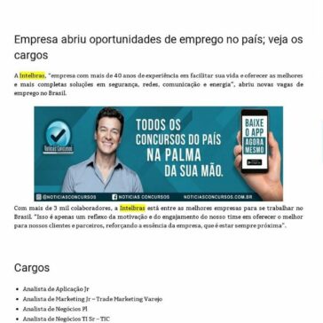 Intelbras abre vagas de emprego para diversos cargos no Brasil – Boa Informação