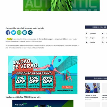 Camisas do Shonan Bellmare 2020 Penalty – Mantos do Futebol