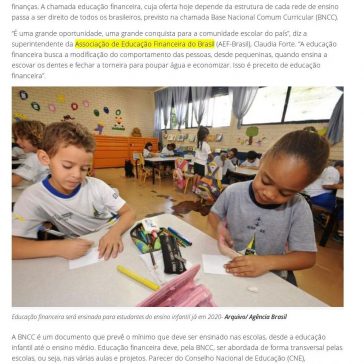 Educação financeira chega ao ensino infantil e fundamental em 2020 – Isto É Dinheiro (On-line)