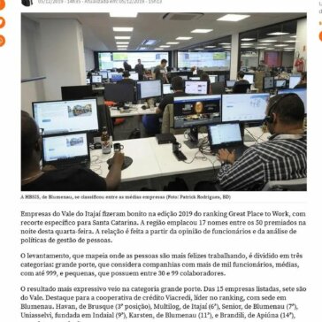 Quem são as empresas do Vale entre as 50 melhores para trabalhar em SC – NSC Total