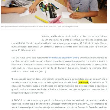 Educação financeira chega ao ensino infantil e fundamental em 2020 – A Crítica MS (On-line)