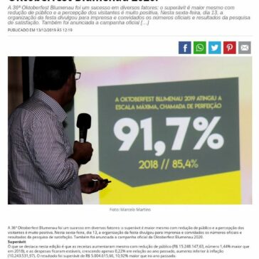 Prefeitura apresenta resultados da 36ª Oktoberfest Blumenau. Na ocasião também foi anunciada a campanha oficial da Oktoberfest Blumenau 2020. – Blog do Jaime