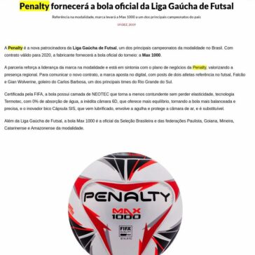 Penalty fornecerá a bola oficial da Liga Gaúcha de Futsal – Marketing Esportivo