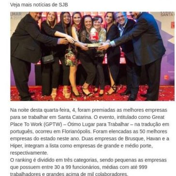 Duas empresas de Brusque estão no ranking das melhores para se trabalhar em Santa Catarina – Central de Notícias