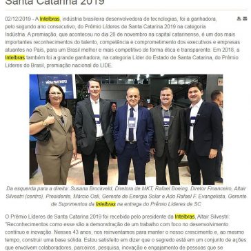 Intelbras é ganhadora do Prêmio Líderes de Santa Catarina 2019 – Mundo Digital