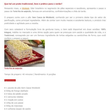 Receita de torta fria tradicional – Universo da Mulher