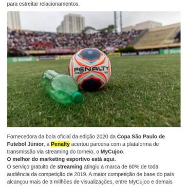 Penalty aposta em plataforma Streaming para ativações durante a Copinha – Central de Notícias