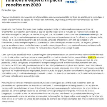 Ploomes fatura R$ 5 milhões e espera triplicar receita em 2020 – Polinize