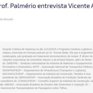 ABIFER na Mídia: Prof. Palmério entrevista Vicente Abate Presidente da ABIFER – ABIFER