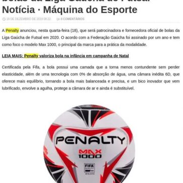 Penalty fecha acordo e fornecerá bolas da Liga Gaúcha de Futsal · Notícia · Máquina do Esporte – Dica do Tio