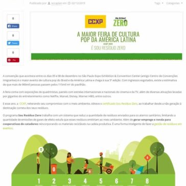 CCXP 2019 RECEBE O SELO SOU RESÍDUO ZERO! – Sou Residuo Zero