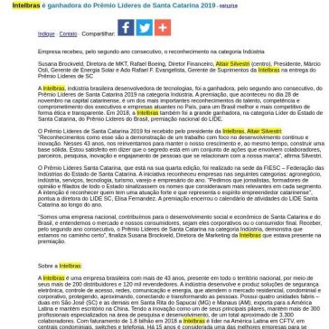 Intelbras é ganhadora do Prêmio Líderes de Santa Catarina 2019 – JorNow