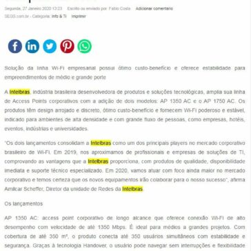 Intelbras diversifica sua linha de Access Points com lançamento de dois modelos corporativos – SEGS