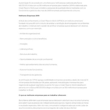 As melhores empresas para trabalhar 2019 – Multpainel