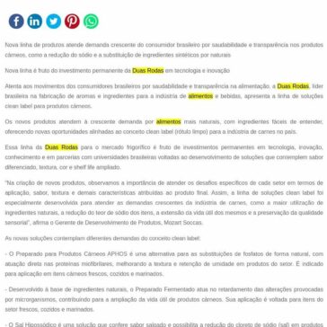 Duas Rodas lança soluções clean label para a indústria de carnes – SEGS
