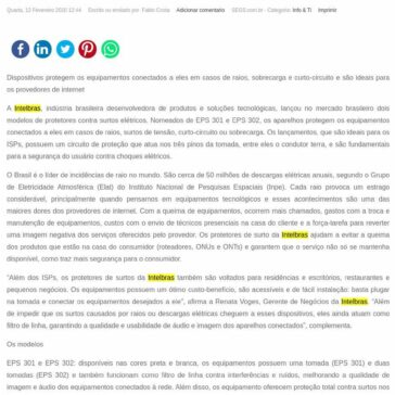 Intelbras lança modelos de protetores contra surtos elétricos – SEGS