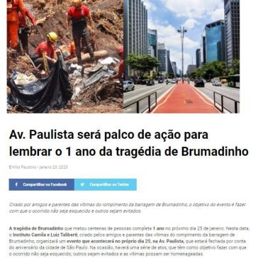 Av. Paulista será palco de ação para lembrar o 1 ano da tragédia de Brumadinho – Empoderadxs
