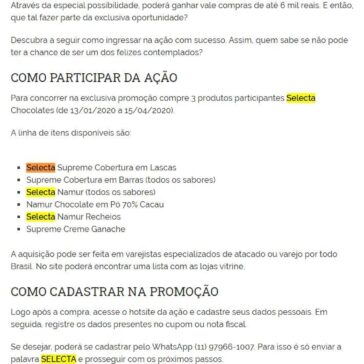 Promoção Páscoa Selecta Receita do Seu Sucesso – Ofertas na Web