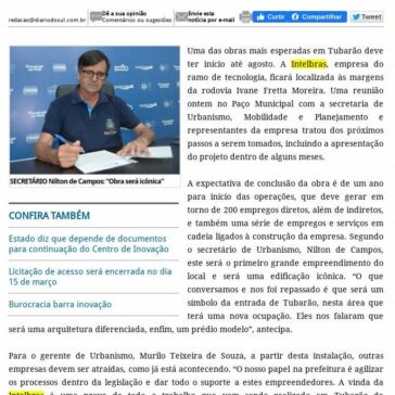 Intelbras deve iniciar obra em Tubarão até agosto – Diário do Sul