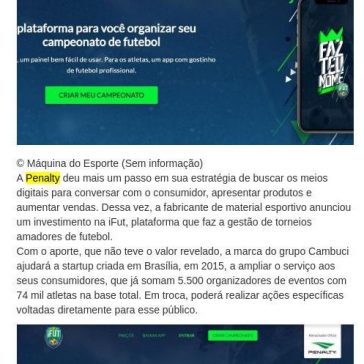 Penalty segue estratégia e investe em startup de futebol – Central de Notícias