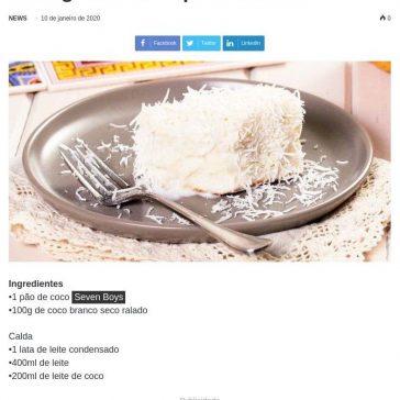 Bolo gelado com pão de coco – Revista News