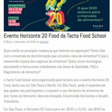 Evento Horizonte 20 Food da Tacta Food School Blog – Food Safety Brazil