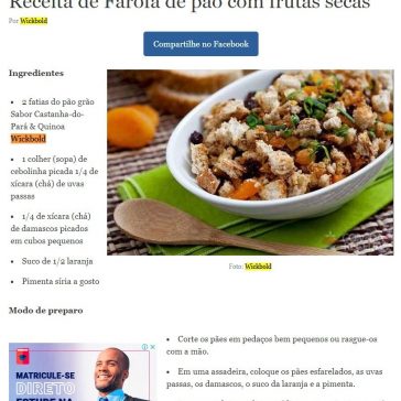 Receita de Farofa de pão com frutas secas – Comida e Receitas