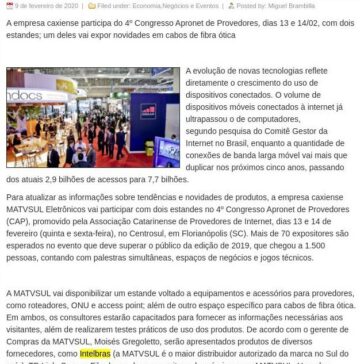 MATVSUL Eletrônicos atualiza conhecimentos sobre tendências do mercado de provedores no país – Sabe Caxias