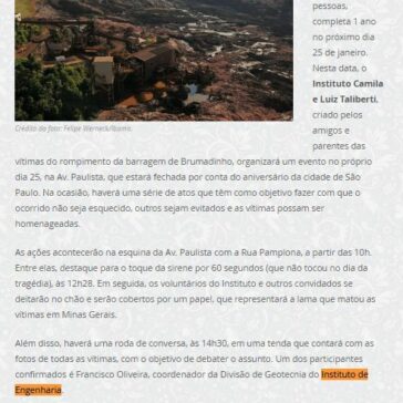 ATO NA AVENIDA PAULISTA HOMENAGEIA VÍTIMAS DE BRUMADINHO NO DIA 25 – Kleber Patricio Online