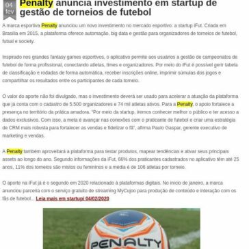 Penalty anuncia investimento em startup de gestão de torneios de futebol – Fusões & Aquisições