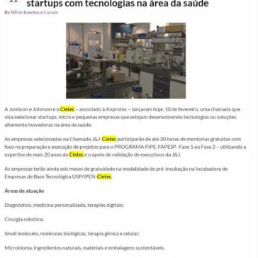 Johnson e Johnson e Cietec abrem chamada para startups com tecnologias na área da saúde – Negócios Disruptivos