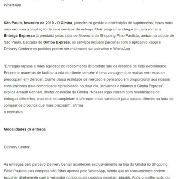 Gimba inova e investe em modalidades de entrega expressa – Portogente