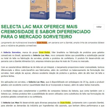 SELECTA LAC MAX OFERECE MAIS CREMOSIDADE E SABOR DIFERENCIADO PARA O MERCADO SORVETEIRO – Italian Food