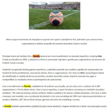 Penaty investe em startup de gestão de torneios de futebol – Blog Smart Business