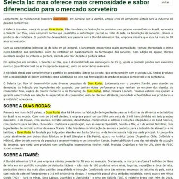 Selecta lac max oferece mais cremosidade e sabor diferenciado para o mercado sorveteiro – Aditivos & Ingredientes