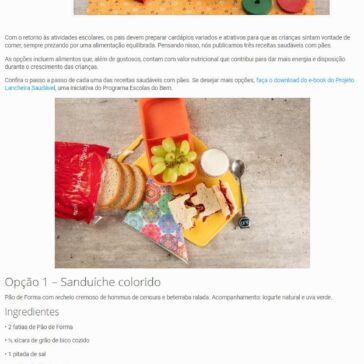 3 receitas saudáveis com pães para o volta às aulas – Escolas do Bem