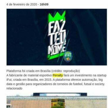 Penalty investe na startup iFut – Central de Notícias