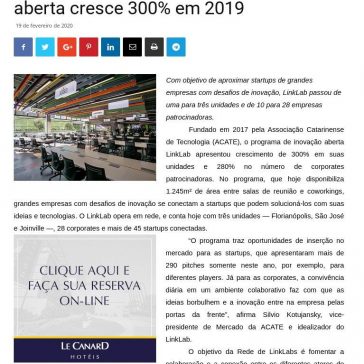 Programa catarinense de inovação aberta cresce 300% em 2019 – Revista Business